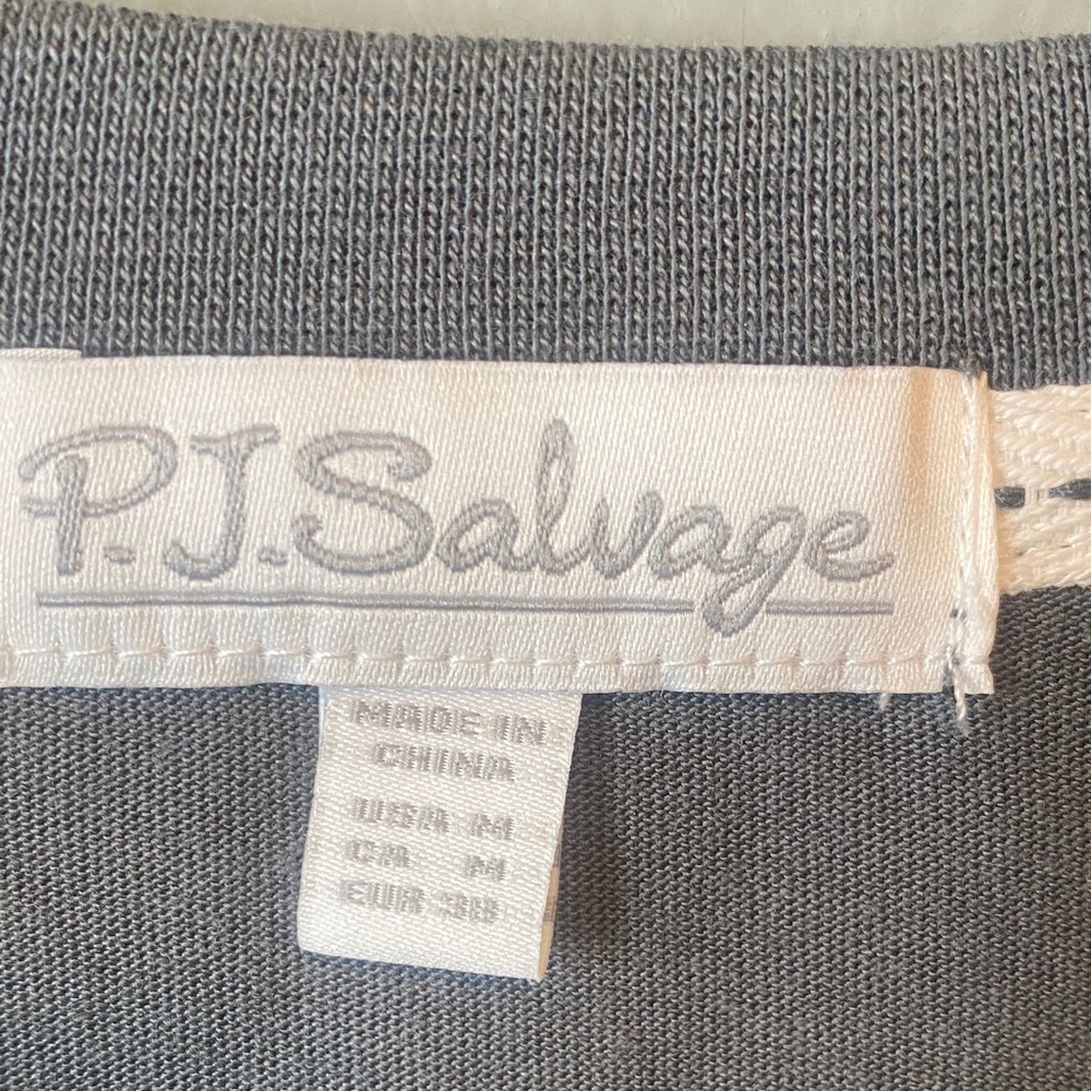 NWT Grey Long Sleeve Tee with Colorful Smiley Sleeve Cotton/Modal - Picture 2 of 10